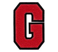QUARKZMAN Parches De Letras De Felpa 4" Letra G Parches Para Planchar Aplicaciones Decorativas Para Coser Para Reparar Ropa Jeans Zapatos Gorras DIY (Borde Negro Rojo)