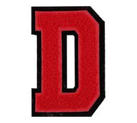 QUARKZMAN Parches De Letras De Felpa, Letra D Alfabeto De 4" Parches Para Planchar Aplicaciones Decorativas Para Coser Para Reparar Ropa Jeans Zapatos Gorros DIY (Borde Negro Rojo)