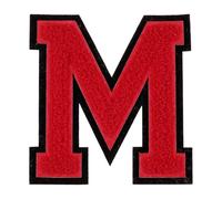 QUARKZMAN Parches De Letras De Felpa, Letra M De 4" Parches Para Planchar Decorativos Aplicaciones Para Coser Para Reparar Ropa Jeans Zapatos Gorros DIY (Borde Negro Rojo)