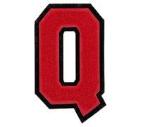 QUARKZMAN Parches De Letras De Felpa, Letra Q De Alfabeto De 4" Parches Para Planchar Aplicaciones Decorativas Para Coser Para Reparar Ropa Jeans Zapatos Gorros DIY (Borde Negro Rojo)