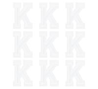 QUARKZMAN Parches De Letras De Planchar 2" Alfabeto K Parche Bordado De Planchar Calcomanías De Letras De Coser Aplicación Para Reparar Ropa Jeans Zapatos Gorros DIY (Blanco, Paquete De 9)