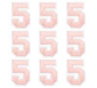 QUARKZMAN Parches De Número De Planchar 2" Número 5 Parche Bordado De Planchar Letras Adhesivas Aplique Para Reparar Ropa Jeans Zapatos Gorros DIY (Rosa, Paquete De 9)