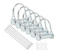 QUARKZMAN Pasador de acoplamiento 3/8"x2-1/16" con bloqueo 6 Piezas | anillo de liberación rápida de acero,accesorios de bloqueo de alambre,Enganche remolque,para carros de jardín,granja,césped
