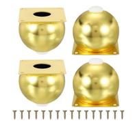 QUARKZMAN Patas para Muebles Juego De 4, Patas De Mueble De Esfera De Metal Resistente con Almohadillas De Goma para Tocador, Sofá, Mesas, Cama Y Gabinete (3.15"/80mm, Dorado)