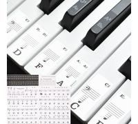 QUARKZMAN Pegatinas De Teclado De Piano Para 88/61/54 Teclas, Pegatinas De Letras Guía De Notas De Piano Removibles Para Principiantes Que Aprenden, Negro