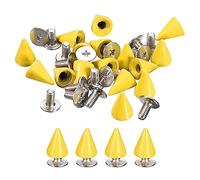 QUARKZMAN Pernos Prisioneros de Cono 50 Kits, 7x10mm Tacos y Espigas, Remache Roscada Espalda de Metal para Ropa Cinturones Bolsas Zapatos Artesanía Cuero DIY, Amarillo