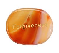 QUARKZMAN Piedras Inspiracionales Grabadas, Piedra Natural Ovalada para Aliviar la Ansiedad con Palabras Grabadas, Regalo Anti-Estrés para Mujeres, Ágata Roja-Perdón