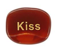 QUARKZMAN Piedras Inspiracionales Grabadas, Piedras Naturales Ovaladas De Cristal para El Estrés con Palabras Grabadas para Mujeres Regalos Anti-Estrés, Ágata Roja (Kiss)