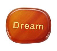 QUARKZMAN Piedras Inspiracionales Grabadas, Piedras Naturales Ovaladas De Cristal para El Estrés con Palabras Grabadas para Mujeres Regalos Anti-Estrés, Ágata Roja (Dream)