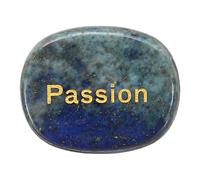 QUARKZMAN Piedras Inspiracionales Grabadas, Piedras Naturales Ovaladas De Cristal para Pulgar con Palabras Grabadas para Regalos Anti-Estrés para Mujeres, Azul Marino (Pasión)