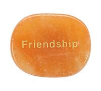 QUARKZMAN Piedras Inspiracionales Grabadas, Piedras Naturales Ovaladas De Cristal para Pulgar con Palabras Grabadas para Regalos Anti-Estrés para Mujeres, Aventurina Roja (Amistad)