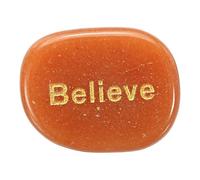 QUARKZMAN Piedras Inspiradoras Grabadas, Piedras Naturales Ovaladas De Cristal para El Estrés con Palabras Grabadas para Mujeres Regalos Anti-Estrés, Aventurina Roja (Believe)