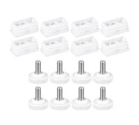 QUARKZMAN Pies Niveladores para Muebles 20 Juegos 20 x 40 mm - Inserto Cuadrado Ajustable para Muebles Tuerca Roscada M8 Tapón de Cierre de Tubo (Blanco)