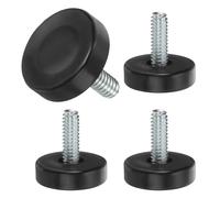 QUARKZMAN Pies Niveladores para Muebles con Rosca 1/4"-20 4 Unidades 17 Mm Pies Ajustables para Muebles con Rosca Niveladora para Silla Deslizantes Niveladores para Mesa Silla Negro