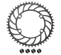 QUARKZMAN Plato De Bicicleta 110BCD 48T 200mm Diámetro De Aluminio Negro | 7/8/9/10/11 Velocidades, Redondo, Diente Estrecho-Ancho, Para MTB Bicicleta De Carretera