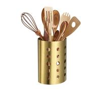 QUARKZMAN Porta Utensilios De Cocina 4.53x6.7 Organizador De Cubiertos Ovalado De Acero Inoxidable Con Agujero De Drenaje Para Cocina Mostrador De Restaurante Popotes Cucharas Palillos