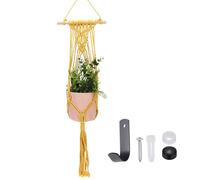 QUARKZMAN Portamacramé para Plantas De 34 Pulgadas Colgante Interior Exterior Macetero Colgante con Borlas Decorativas Cuerda De Algodón Crochet para Decoración del Hogar Amarillo