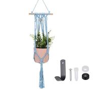 QUARKZMAN Portamacramé para Plantas De 34 Pulgadas Colgante Interior Exterior Macetero Colgante con Borlas Decorativas Cuerda De Algodón Crochet para Decoración De Hogar con De Azul