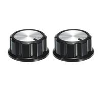 QUARKZMAN Potenciómetro Control Perilla ABS Guitarra Perilla para Potencia Amplificadores Estéreos Bajo Volumen Tono 180 Grados Giratoria Perilla 6mm D Tipo Eje Negro Plata 2uds