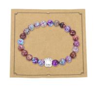 QUARKZMAN Pulsera Con Huella De Pata, Pulsera Conmemorativa Para Dueños De Mascotas Con Huella De Pata Y Piedra Natural Regalo Conmemorativo Para Hombres Y Mujeres Que Han, Morado Oscuro