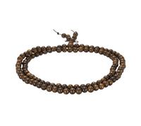 QUARKZMAN Pulsera De Cuentas De Oración, 108 Cuentas De Madera Natural De 6 Mm De Diámetro, Pulsera Mala Con Bolsa Para Hombres Y Mujeres, Brazalete Elástico Artesanal, Color Sándalo Dorado