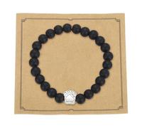 QUARKZMAN Pulsera De Huella De Pata, Pulsera Conmemorativa Para Dueños De Mascotas Con Gemas Naturales Regalo Conmemorativo Para Hombres Y Mujeres Que Han Perdido A Su Mascota Negro Mate