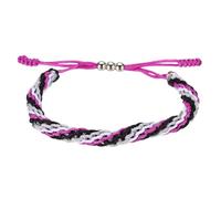 QUARKZMAN Pulseras De Cuerda Trenzada Para Mujeres Blanco+Gris+Negro+Morado | Patrón De Rayas Cordón Tejido Ajustable Hecho A Mano Accesorio Estiloso, Hombres Regalo De Amistad