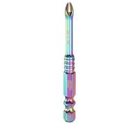QUARKZMAN Punta Destornillador Phillips Impacto PH2 (#2) | 1 Pieza, Con Dientes Antideslizantes Vástago Hexagonal 1/4" Largo 2.8" (70mm) Cruzado Magnético Recubierto Titanio Acero S6