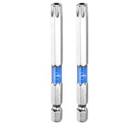 QUARKZMAN Punta Torx TT40 Vástago hexagonal 1/4" 2 Piezas Acero S2 | 3" (75mm), Magnética, A prueba de manipulaciones, Industrial, para Destornilladores Eléctricos, con Punta de Orificio