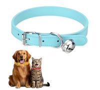QUARKZMAN QUARKZMAN Collarín para Perro con Campana Collares De Cuero PU Azul / / /|Gatos Ajustable con Hebilla Y Acolchado Suave 20" Cielo 1 Pza Diseñado para Perros Toy Pequeños Gatitos