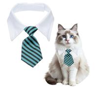 QUARKZMAN QUARKZMAN Corbata para Gatos Y Perros con Collar Blanco Azul Claro Negro|Corbata De Esmoquin Bonita con Collar Ajustable Hecho A Mano Corbata Formal para Gatos Y L Diseñada