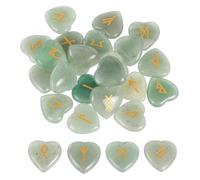 QUARKZMAN QUARKZMAN Piedras Rúnicas Con Alfabeto Futhark De Cristal Verde 25 Piezas|Antiguo Grabado Piedras De Corazón De Aventurina Para Amor Equilibrio Meditación Masaje Regalo Piedras