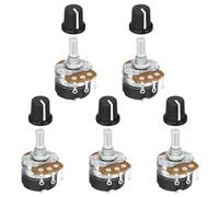 QUARKZMAN QUARKZMAN Potenciómetros Rotativos De 100K 15mm De Plástico Negro 5 Juego|Ohm WH138 3 Pines Una Vuelta Lineal Resistencia Variable Potenciómetro Con Interruptor Tapa De Perilla