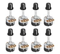 QUARKZMAN QUARKZMAN Potenciómetros Rotativos De 500K De Plástico Negro 15mm 8 Piezas|Ohm WH138 3 Pines Una Vuelta Lineal Resistencia Variable Potenciómetro Con Interruptor Y Perilla De