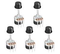 QUARKZMAN QUARKZMAN Potenciómetros Rotativos De 500K De Plástico Negro 24mm 5 Juego|Ohm WH138 3 Pines Una Vuelta Lineal Conmutador Resistencia Variable Potenciómetro Con Perilla Para