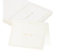 QUARKZMAN QUARKZMAN Tarjetas De Agradecimiento 14X9.5cm Blancas Dorado Blanco 25|Tarjetas De Felicitación Plegadas Con Borde Para Deseos Regalo Boda Graduación Cumpleaños DIY Manualidades