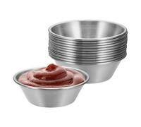 QUARKZMAN QUARKZMAN Tazones Para Salsa De Acero Inoxidable 2.3oz 2.9" Plateado 12 Pc|Tazones Reutilizables Para Aderezos Contenedores Para Salsa De Sushi Tazas Para Cocina Y Restaurante