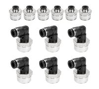 QUARKZMAN Racores Rápidos 12 Piezas 6.4mm DE x 1/2" NPT Codo y Recto | Material Latón, Roscados, con Agujero de Montaje, para Manguera de Aire y Conector de Tubo