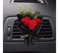 QUARKZMAN Ramito Rojo Pequeño De Flores Para Aromatizador De Aire De Auto Con Clip Para Rejilla, Mini Ramo Decorativo De Rosas Con Difusor De Fragancia Para Mujeres, Estilo 5