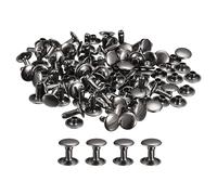 QUARKZMAN Remaches de Cuero 100 Juegos, Remache de Tapa Doble de 10x10mm, Remache de Perno Metálico para Reparación de Artesanía Cuero, DIY Cartera Cinturón Bolsa Zapato, Color Pistola-Negro