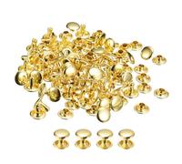 QUARKZMAN Remaches de Cuero 100 Juegos, Remache de Tapa Doble de 12x10mm, Remache de Perno Metálico para Reparación de Artesanía Cuero, DIY Cartera Cinturón Bolsa Zapato, Tono Dorado