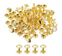 QUARKZMAN Remaches de Cuero 100 Juegos, Remache de Tapa Doble de 7x10mm, Remache de Pernos Metálicos para Reparación de Artesanía Cuero, DIY Cartera Cinturón Bolsa Zapato, Tono Dorado