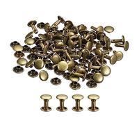 QUARKZMAN Remaches de Cuero 100 Kits, Remaches de Doble Tapa 8mm, Altura 10mm, Remache de Pernos Metálicos para Reparación Artesanía Cuero DIY Monedero Cinturón Bolsa Zapato, Tono Bronce