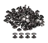 QUARKZMAN Remaches de Cuero 50 Kits, Remaches de Doble Tapa 9mm, Altura 8mm, Remache de Pernos Metálicos para Reparación Artesanía Cuero DIY Monedero Cinturón Bolsa Zapato, Pistola-Negro