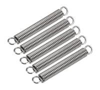 QUARKZMAN Resorte de compresión, 6mm OD, 1mm de grosor de alambre, longitud extendida de 65mm, longitud libre de 50mm, acero inoxidable 304, capacidad de carga de 5.3 libras, Plateado, 5 Pcs