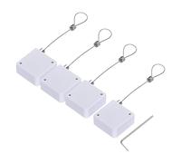 QUARKZMAN Retráctil Cable Cerradura con Doble Cara Adhesivo Lento Remoto Control Seguridad Cerradura para TV, DVD, Exposición Sala, Remoto, 600g 4Juego Blanco