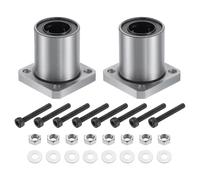 QUARKZMAN Rodamientos Lineales De Bolas LMK16-UU Diámetro Interior 16mm Diámetro Exterior 28mm Longitud 37mm Brida Redonda Niquelados Con Tornillos Para Máquina CNC Impresora 3D 2pcs