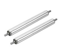 QUARKZMAN Rodillo Transportador De Acero Inoxidable Diámetro 25mm Longitud 200mm Parte De Reemplazo para Transmisión por Gravedad con Extremos Galvanizados (Plateado, Paquete De 2)