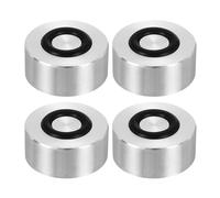 QUARKZMAN Rosca M8 25mm / 1" Diámetro 15mm de Grosor Círculo Disco de Aluminio Adaptador de Tapa de Vidrio 4 Piezas Patas Redondas Sólidas de Mesa con Placa de Hardware
