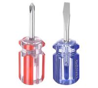 QUARKZMAN Set de 2 destornilladores cortos PH2 Phillips SL6 Flat Head Stubby magnéticos de CR-V con punta de bolsillo Slotted Mini Phillips para reparaciones de bricolaje
